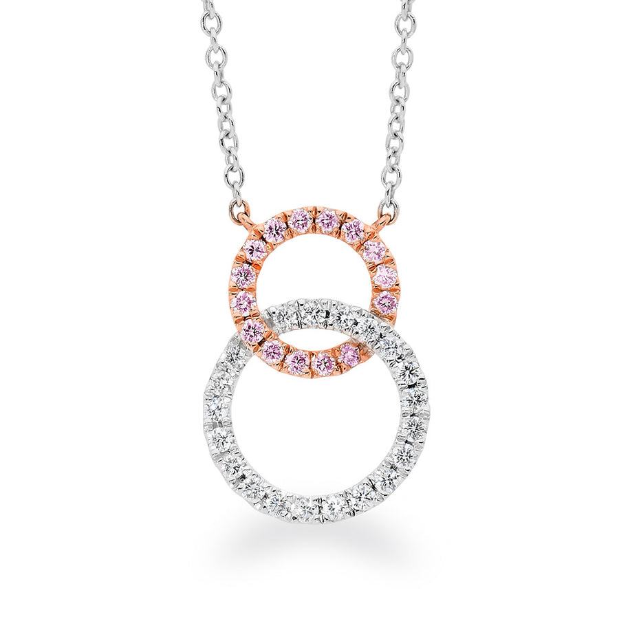 Interlocking Pink & White Diamond necklace online jewellery shop buy jewellery online jewellers in perth perth jewellery stores wedding jewellery australia diamonds for sale perth gold jewellery perth