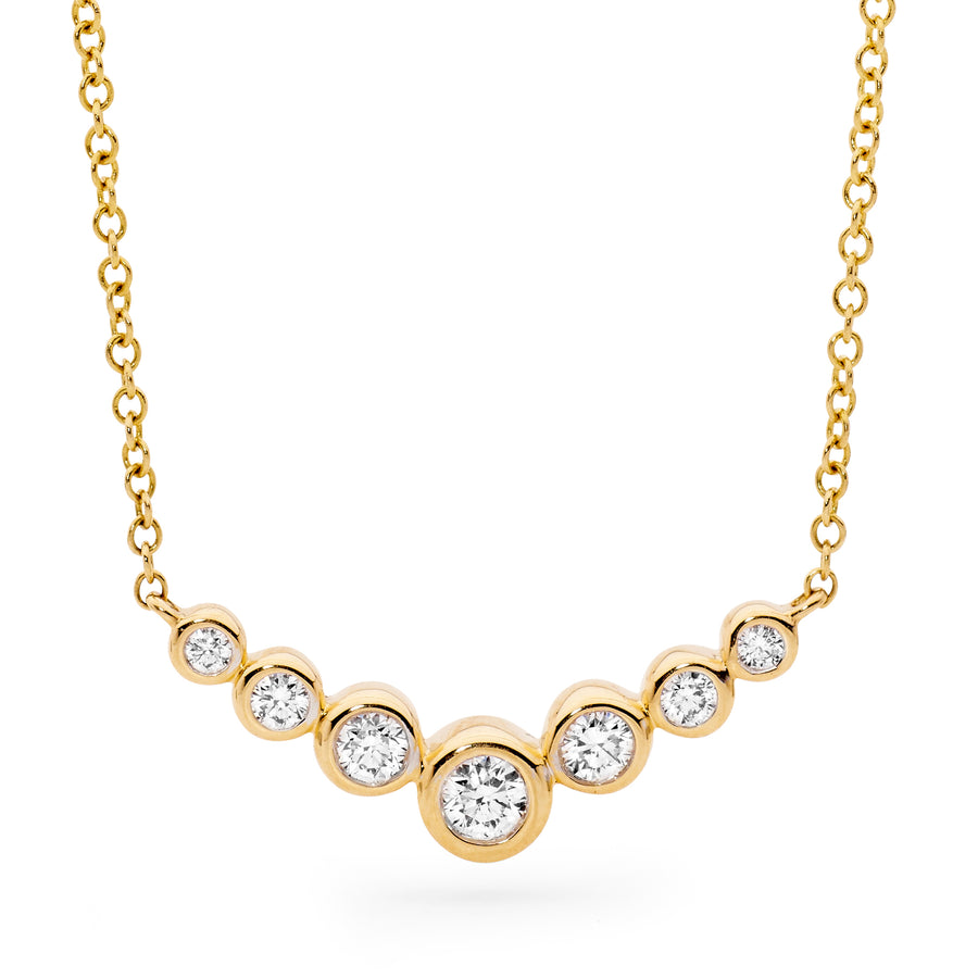 Yellow Gold Bezel Set Diamond Necklet