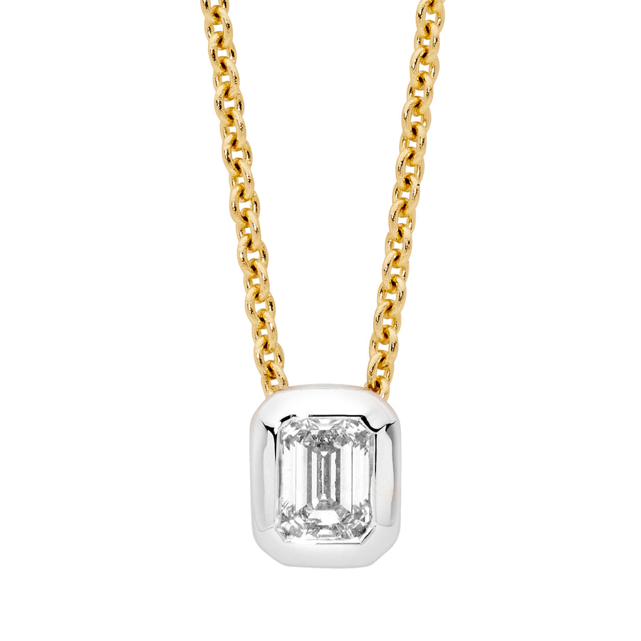 Two Tone Emerald Cut Diamond Necklet