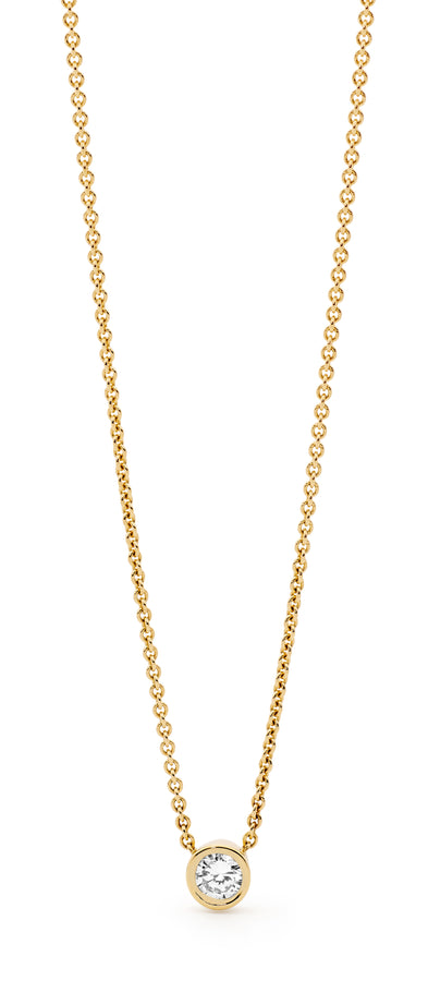 Yellow Gold Bezel Set Diamond Necklet