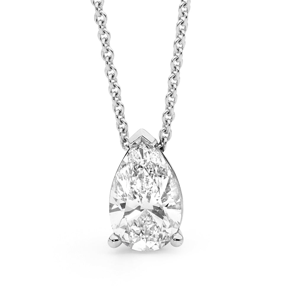 Pear cut diamond solitaire necklace