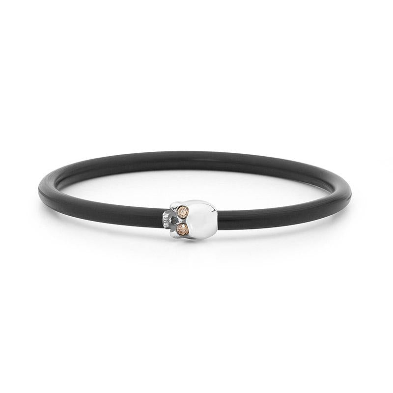 Champagne Diamond Skull Neoprene Bangle Medium Size Skull Linneys Jewellery