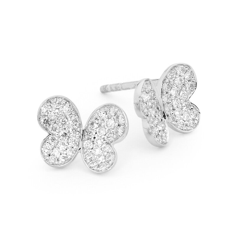 Pave Butterfly Stud Earrings online jewellery shop buy jewellery online jewellers in perth perth jewellery stores wedding jewellery australia diamonds for sale perth gold jewellery perth