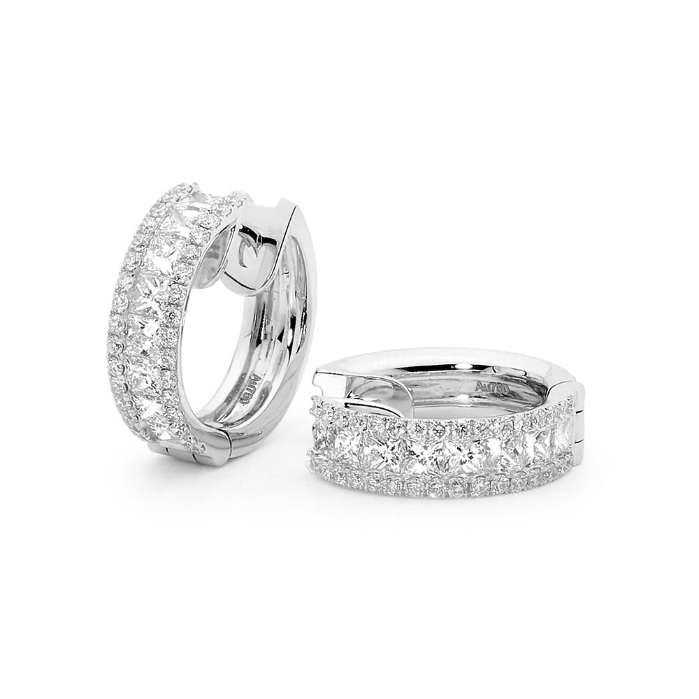 1.20ct Diamond Hoop Earrings set in 18ct White Gold – LeGassick Jewellery