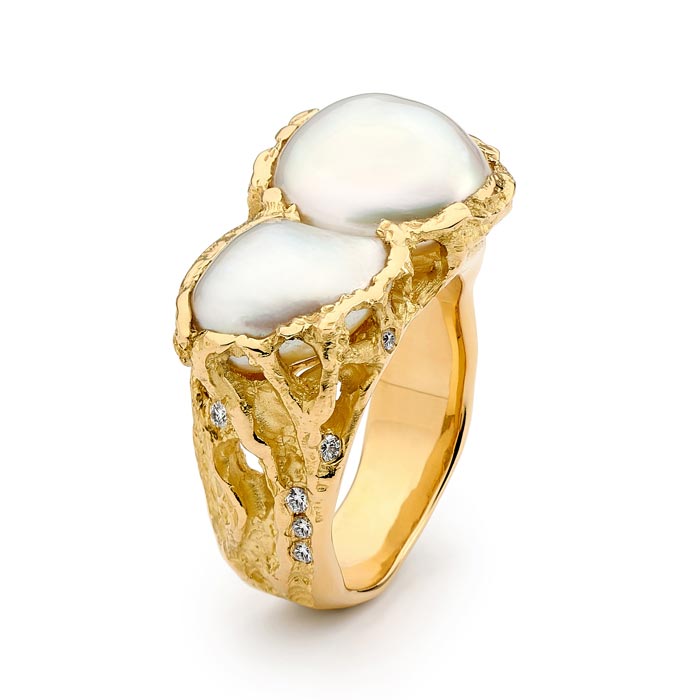 Mother of pearl shop and diamond ring