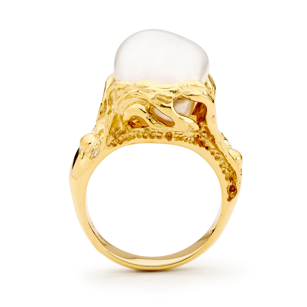 Baroque Pearl Freeform Style Ring