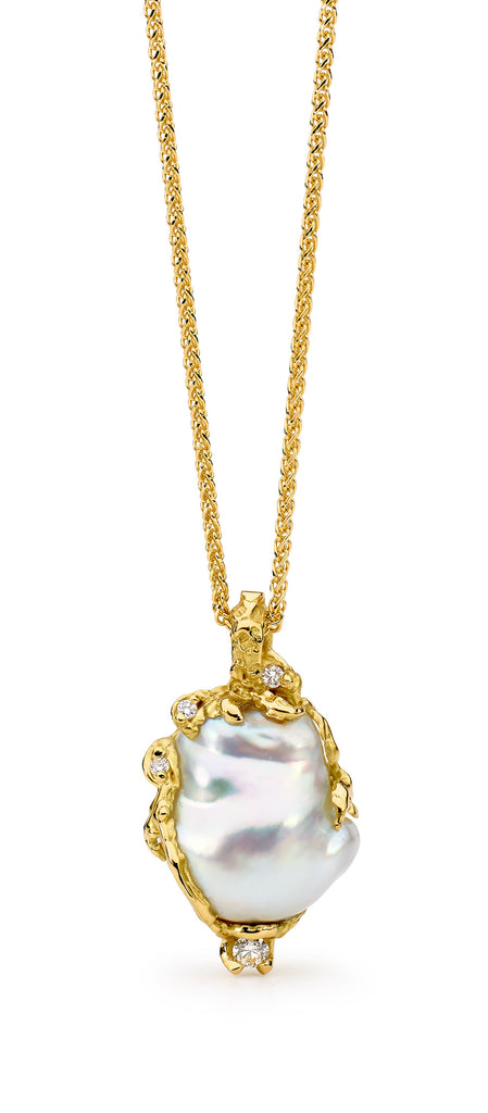 Hand Carved Pearl and Diamond Pendant online jewellery shop buy jewellery online jewellers in perth perth jewellery stores wedding jewellery australia gold jewellery perth