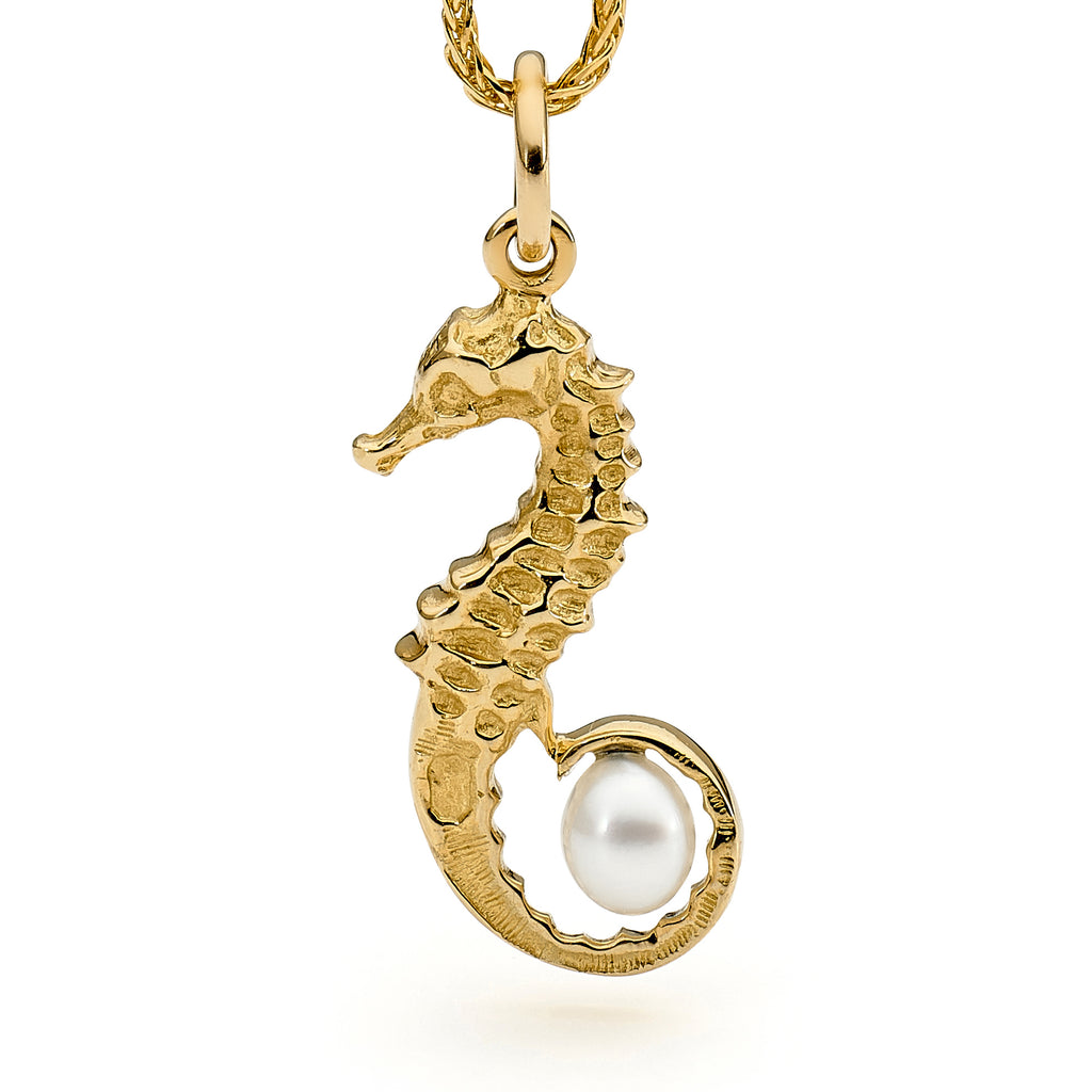 Gold Pearl Seahorse Pendant online jewellery shop buy jewellery online jewellers in perth perth jewellery stores wedding jewellery australia gold jewellery perth