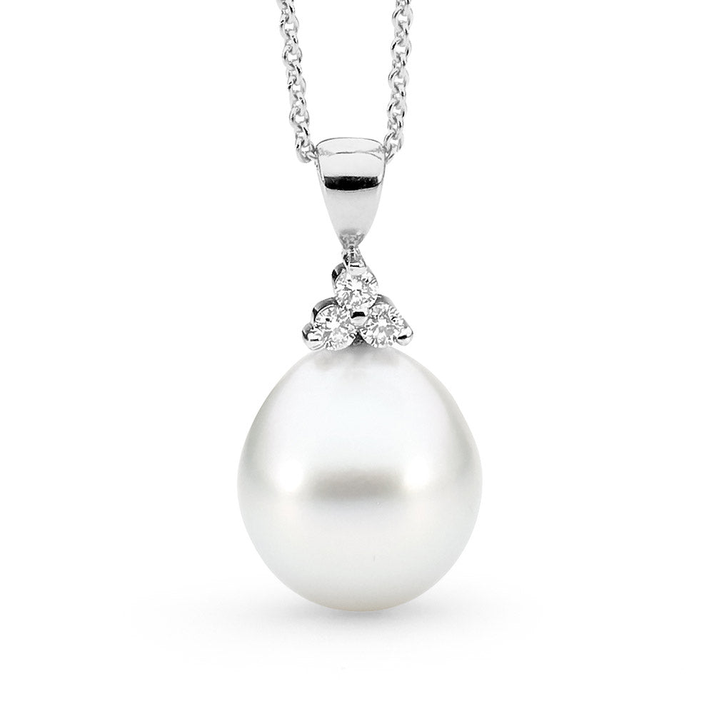 White Classic Trefoil Diamond White Gold Pendant Perth online jewellery shop
