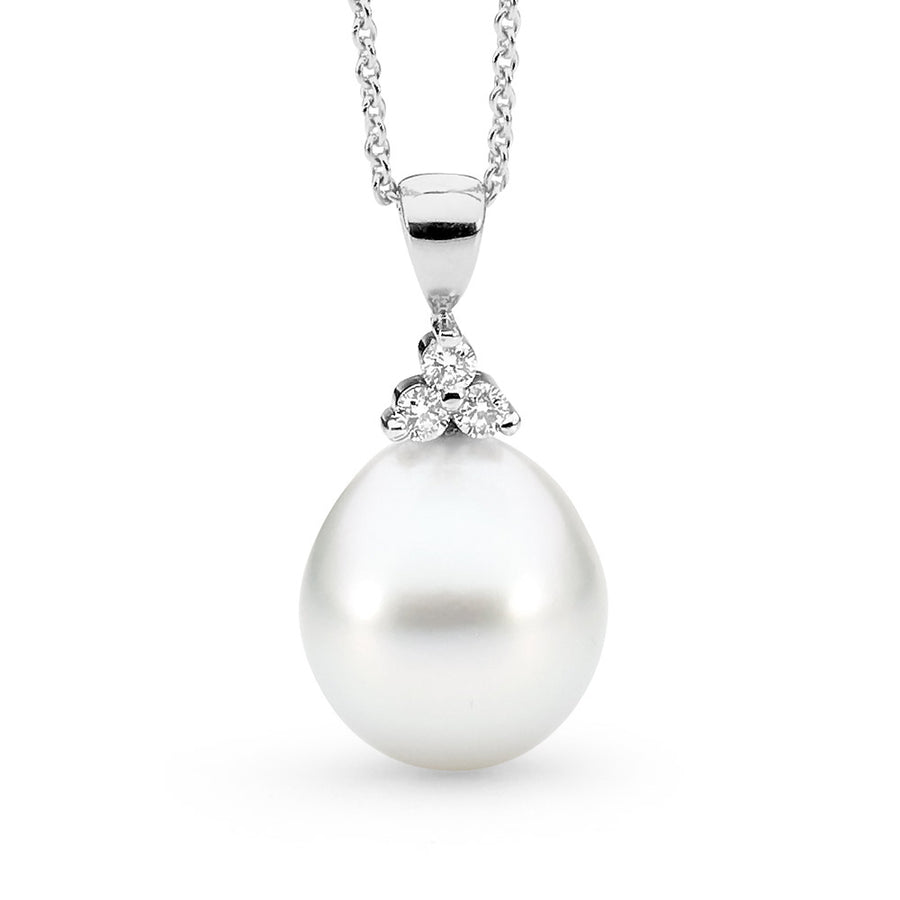 White Classic Trefoil Diamond White Gold Pendant Perth online jewellery shop