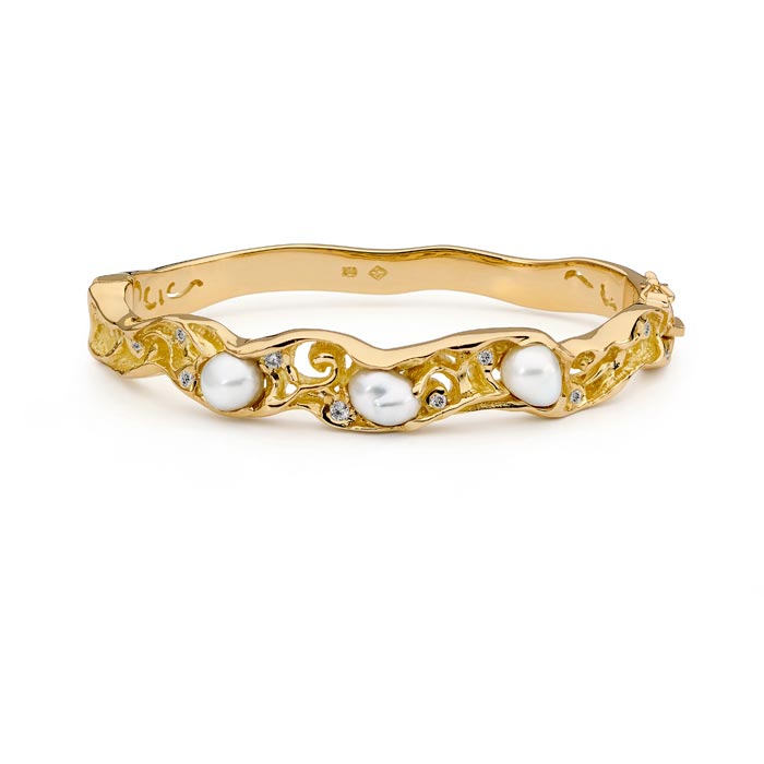 Keshi Pearl and Diamond Bangle online jewellery shop buy jewellery online jewellers in perth perth jewellery stores wedding jewellery australia diamonds for sale perth