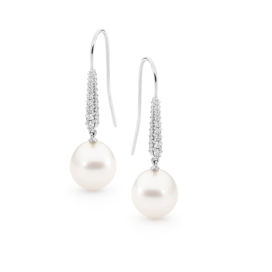 18ct White Gold Oval Pearl & Diamond French Hook Earrings Perth jewellery stores perth perth jewellery stores australian jewellery designers online jewellery shop perth jewellery shop jewellery shops perth perth jewellers jewellery perth jewellers in perth diamond jewellers perth bridal jewellery australia pearl jewellery australian pearls diamonds and pearls perth