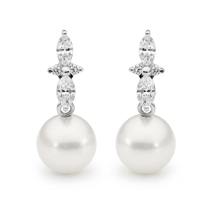 Marquise cut diamond and pearl earring buy jewellery online jewellers in perth perth jewellery stores wedding jewellery australia diamonds for sale perths 
