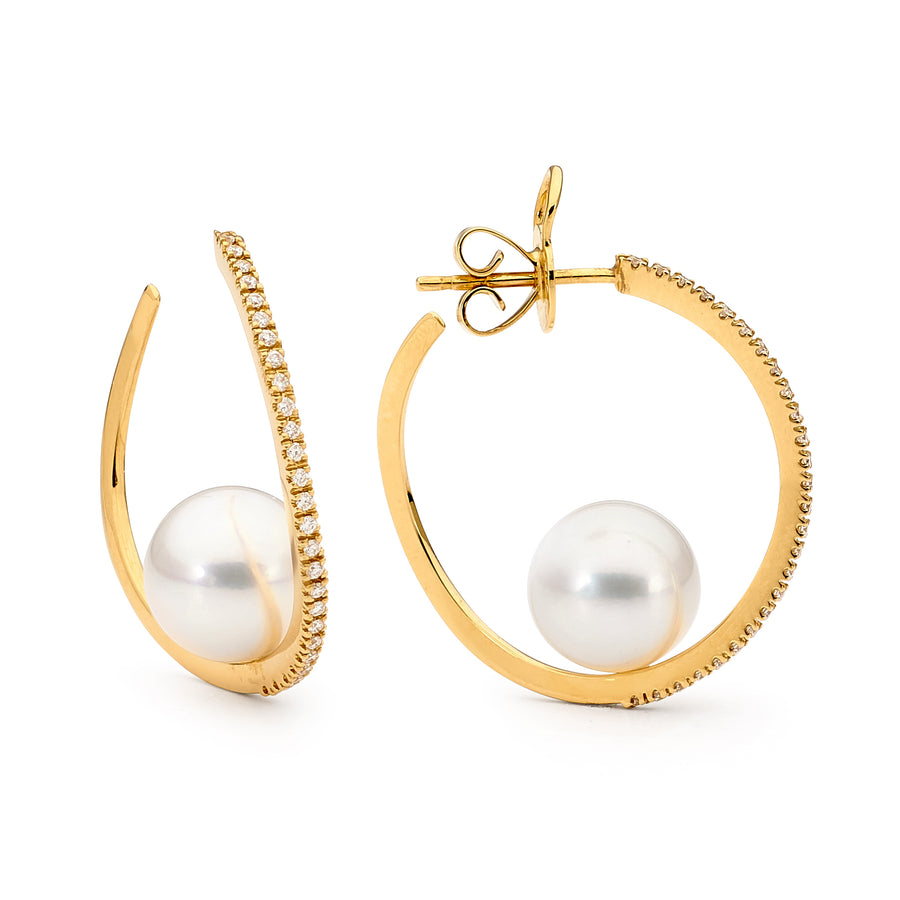 Pearl & Diamond Hoop Earrings pearl jewellery australian pearls diamonds and pearls perth jewellery stores perth perth jewellery stores australian jewellery designers online jewellery shop perth jewellery shop jewellery shops perth perth jewellers jewellery perth jewellers in perth diamond jewellers perth bridal jewellery australia