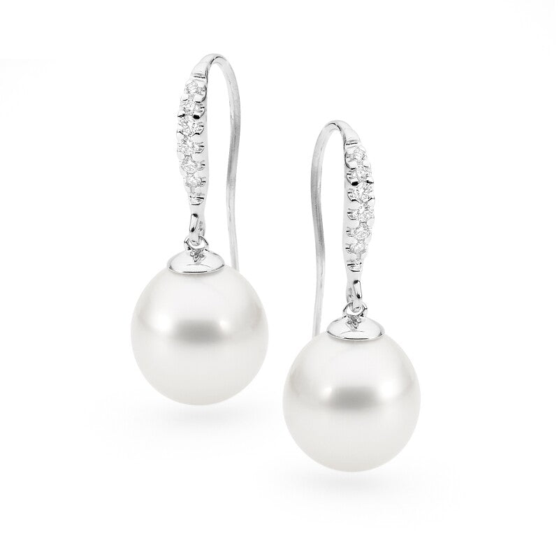 Diamond Set Pearl Earrings online jewellery shop perth jewellery stores jewellery stores perth australian jewellery designers bridal jewellery australia