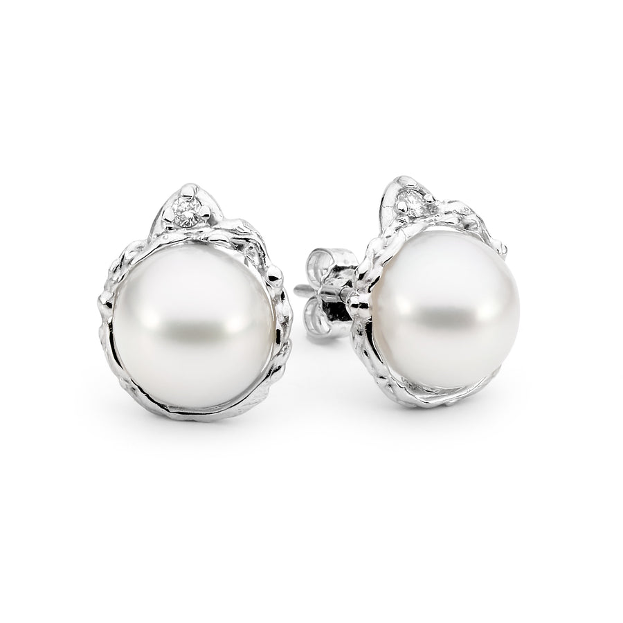 Freeform gold pearl stud earrings online jewellery shop perth jewellery stores jewellery stores perth australian jewellery designers bridal jewellery australia