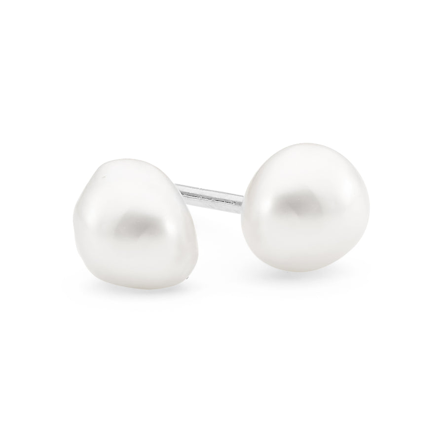 White Gold Australian South Sea Seedless Pearl Stud Earrings