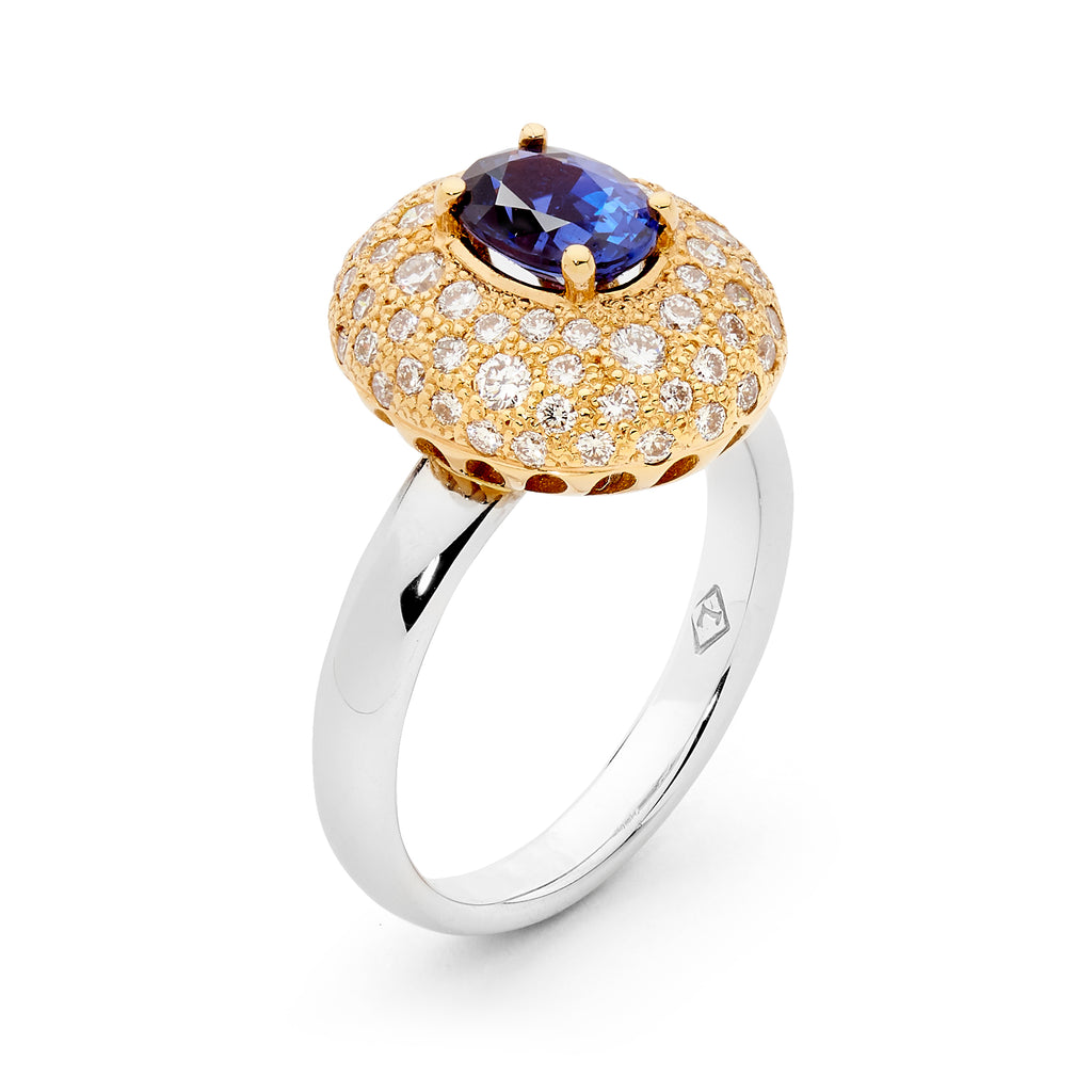 Sapphire and Diamond Pave Set Ring