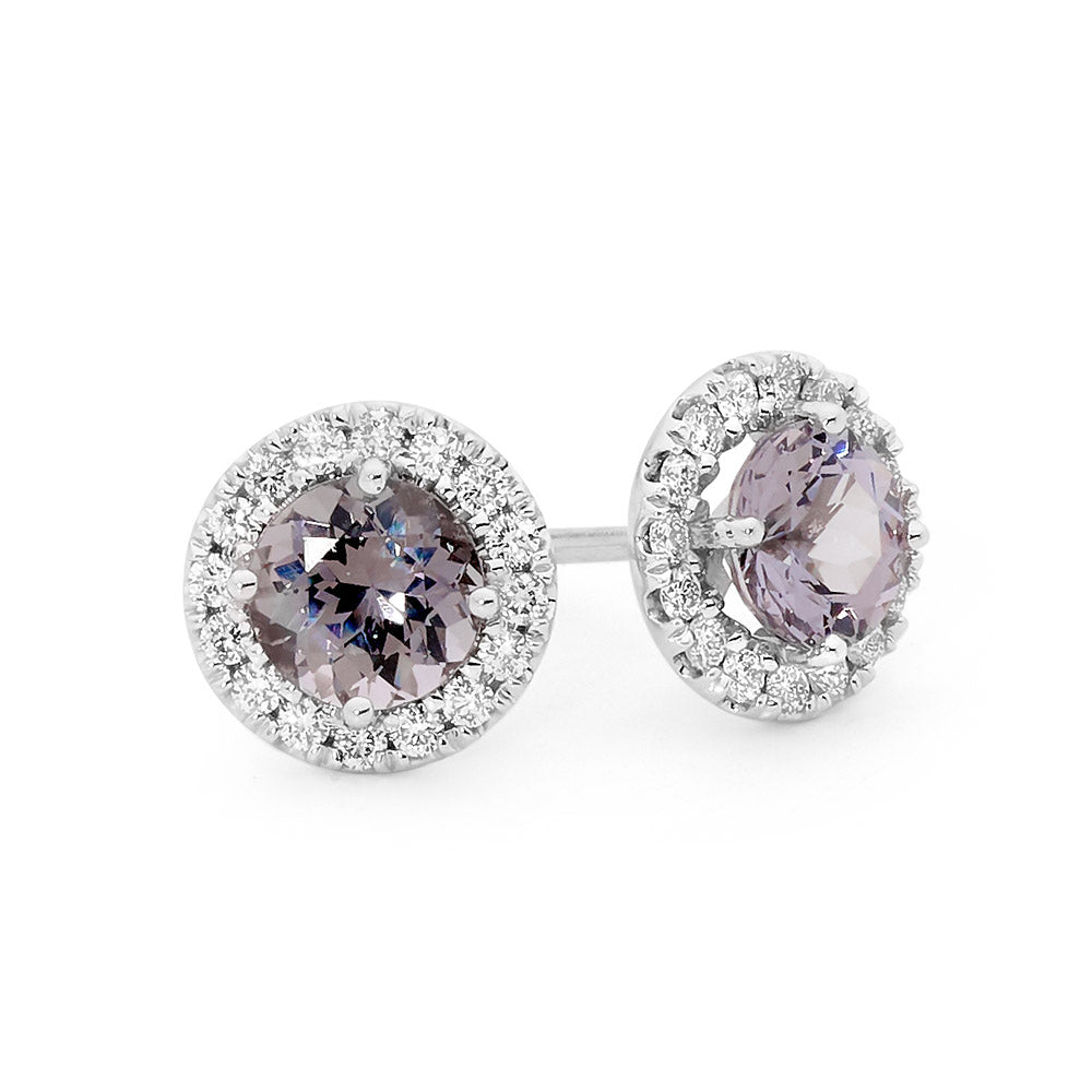 Round Cut Grey Spinel and Diamond Earrings jewellery stores perth perth jewellery stores australian jewellery designers online jewellery shop perth jewellery shop jewellery shops perth perth jewellers jewellery perth jewellers in perth diamond jewellers perth bridal jewellery australia