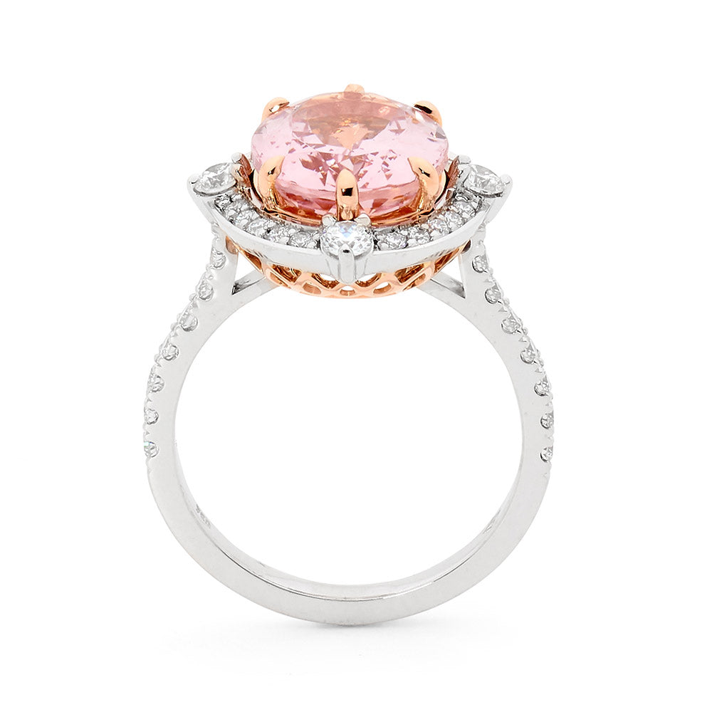 Oval Cut Morganite and Diamond Ring online jewellery shop buy jewellery online jewellers in perth perth jewellery stores wedding jewellery australia diamonds for sale perth gold jewellery perth engagement rings for women engagement rings australia custom engagement rings perth designer engagement rings unique engagement rings diamond engagement rings diamonds perth