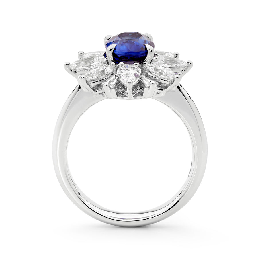 Platinum Diamond and Sapphire Ring