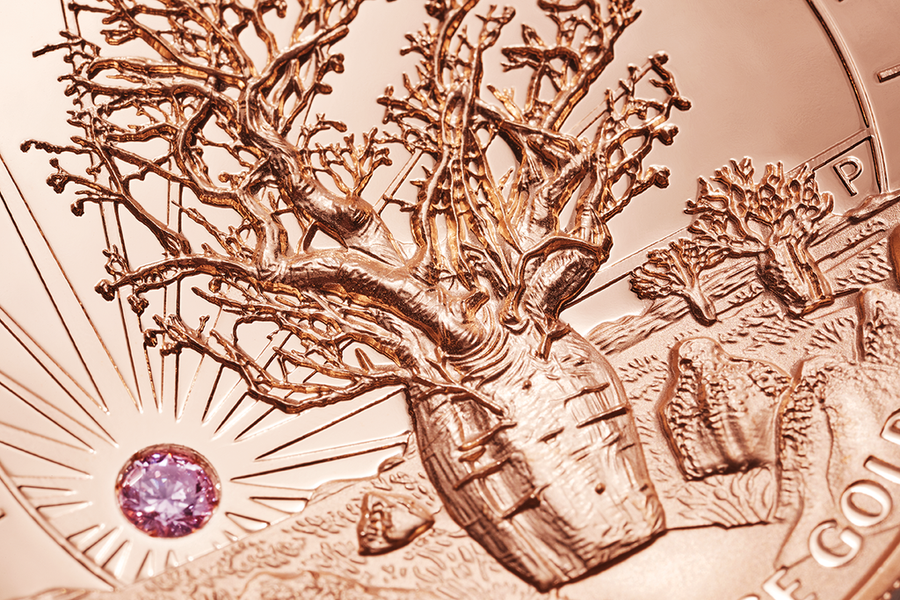Kimberley Sunset 2021 5oz Rose Gold High Relief Pink Diamond Coin