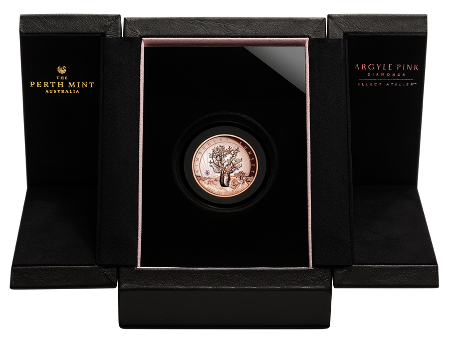Kimberley Sunset 2021 5oz Rose Gold High Relief Pink Diamond Coin